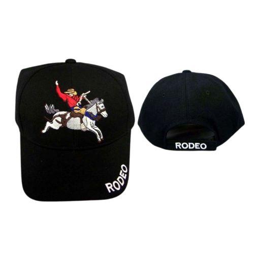 "Rodeo" Embroidered Baseball Caps - Cow Boy - Black Color image