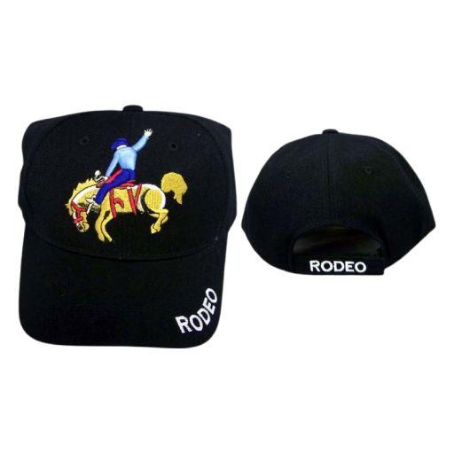 "Rodeo" Embroidered Baseball Caps - Cow Boy Riding Horse image