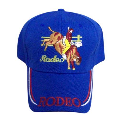 Rodeo Embroidered Baseball Caps -  Cowboy Riding Bull image