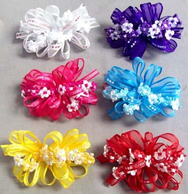 Girls Hand-Made Hairbows With Flowers image