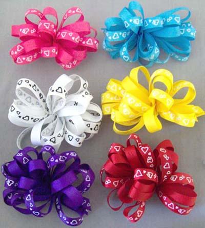 Girls Hand-Made Hairbows - Hearts image