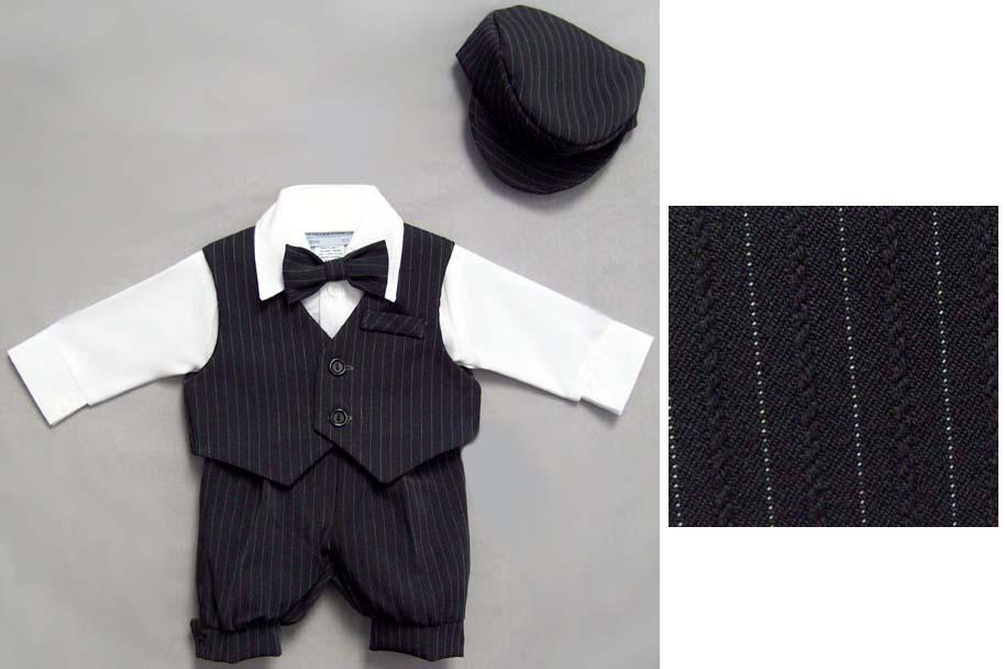 Boys 5Pc Pin-Striped Knicker Sets - Charcoal Grey (6-24 Mos) image