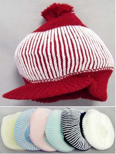 Baby Beanie - Winter Caps With Brim & Pom Pom - New Borns image