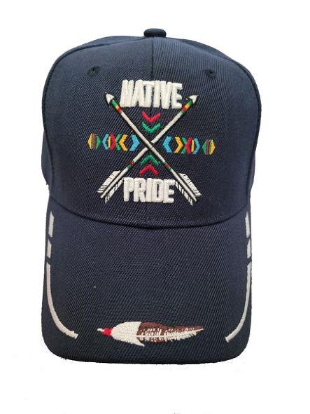 2 Arrows Native Pride Embroidered Baseball Caps - Navy Color image