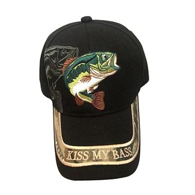 Kiss My Bass Fishing Baseball Caps - Embroidered image