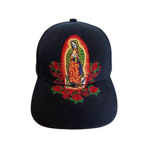 Virgin of Guadalupe & Roses  Baseball Cap Embroidered- Navy Color image