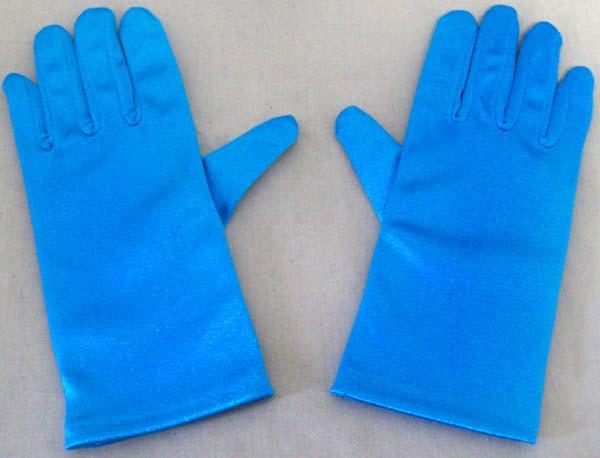 Girls Satin Gloves In Color - Turquoise   ( # 701G-2BL) image