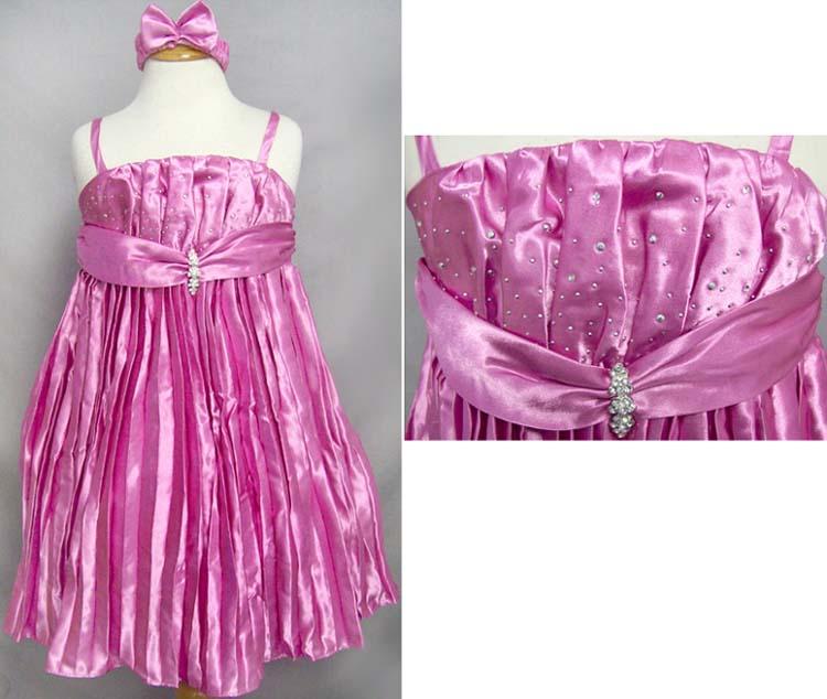 Girls Jewelled Party Dress With Headband - Rose Color image