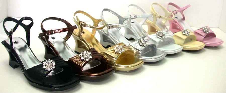 Girls Jewelled Party Shoes - Champagne Color. Sizes: 9-4 image