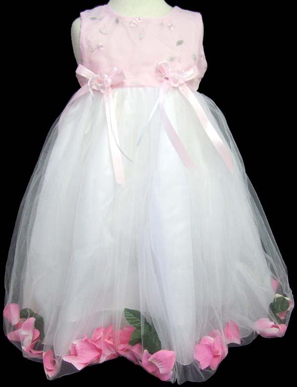 Girls Pageant Dress With Silk Petals - Sizes: 1-6 - Pink Color image