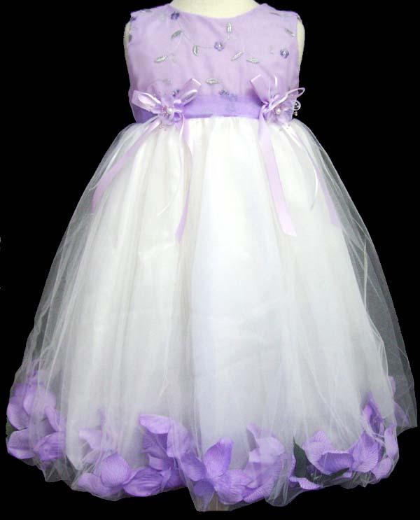 Girla Pageant Dress With Silk Petals - Sizes: 1-6.  Lavender image