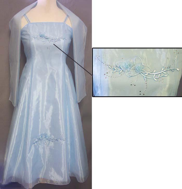 "Evana II" Big Girls Party Dress With Scarf - Blue (Sizes:16-20) image