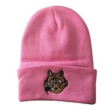 Wolf Native Pride Beanies Embroidered  - Pink Color image