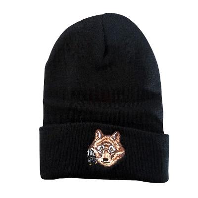 Wolf Native Pride Embroidered Beanies - Black Color image