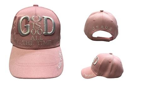 God Is Good All The Time Embroidered Baseball Cap - Pink Color image