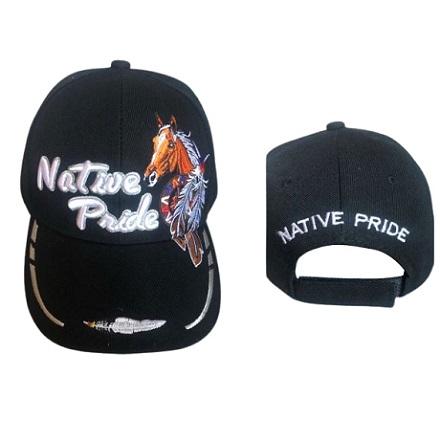 Horse & Feathers Native Pride Embroidered Baseball Caps - Black image