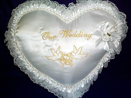 "Our  Wedding"  2Pc  Pillow Sets  - Heart Shaped image