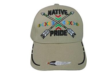 * 2 Arrows Native Pride Embroidered Baseball Cap - Khaki Color (Capnp644K) image