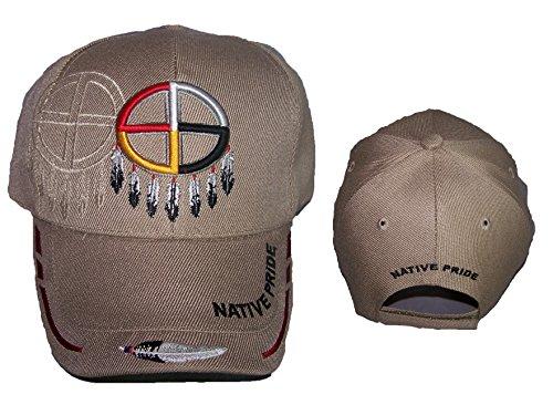 Medicine Wheel Native Pride Embroidered Baseball Caps - Khaki Col image