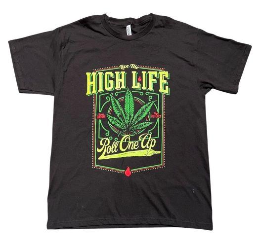 High Life Roll One Up Marijuana Screen Printed T-Shirt image