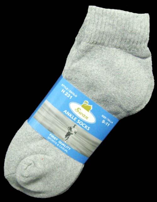 "Swan"Aduts  Ankle Socks - Grey - Size: 9-11  ( # H231) image