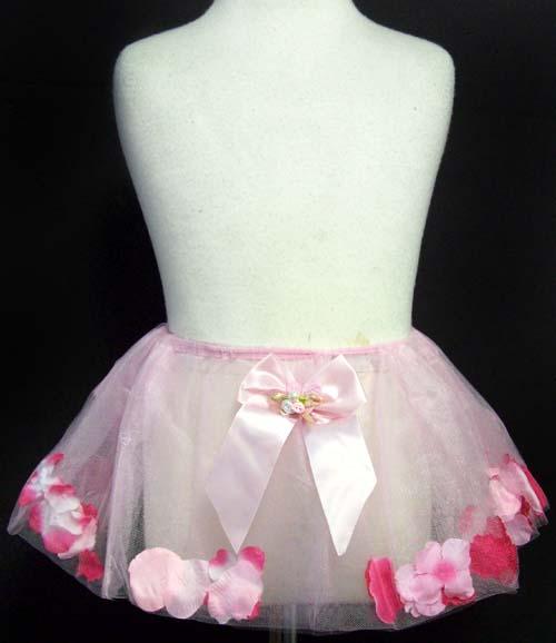 Dance Wear - Tutu Skirt With Silk Flowers - Pink ( # 27384) image