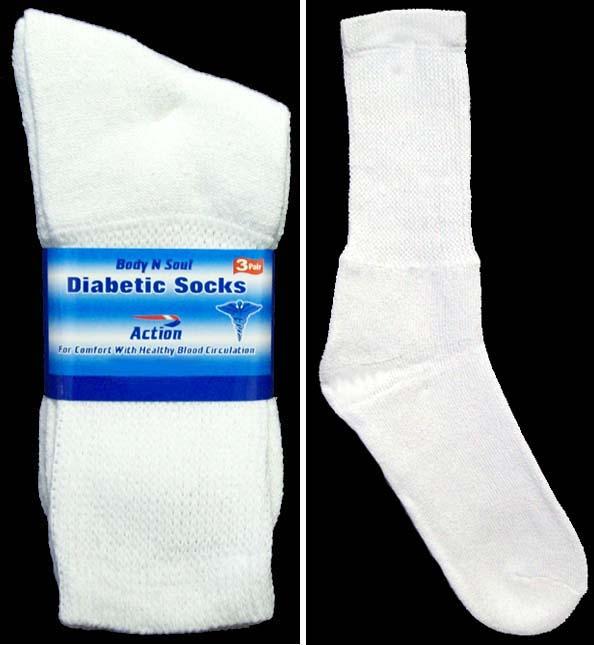 "Body N Soul" Diabetic Socks For Adults - White Color (Size: 9-11 image