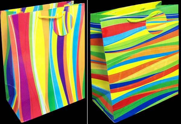 Gift Bags - Any Occasion ...... Bright Color Stripes - Large Size image