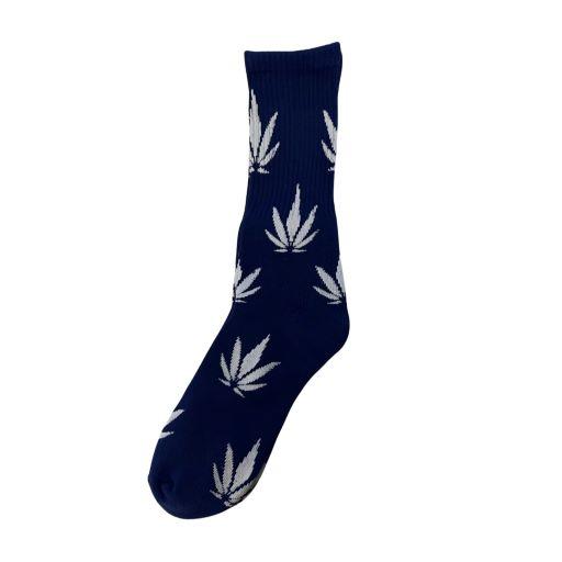 Marijuana Weed Pot Socks - One Size Fits All - Blue & White image