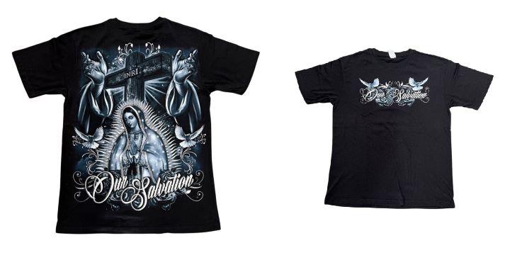 Our Salvation Guadalupe   Catholic & Mexican T-Shirts - Black image