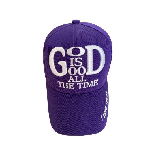God Is Good Christian Baseball Cap Embroidered - Purple image