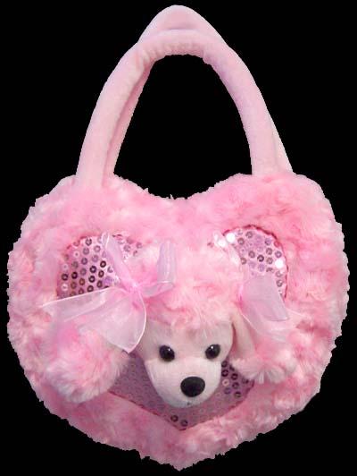 Girls Plush Handbag With Puppy & Sequins  ( # 9542P) image