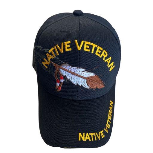 Native Veteran Baseball Cap Embroidered -  Feather image