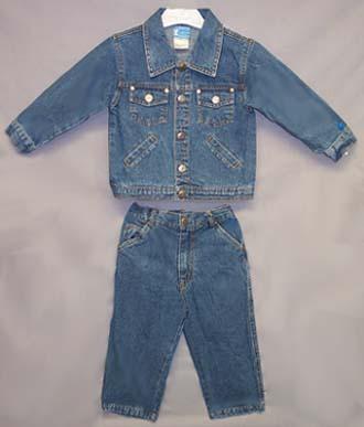 Boys 2Pc Blue Denim Jacket  Set - Infants  ( # 22445B) image