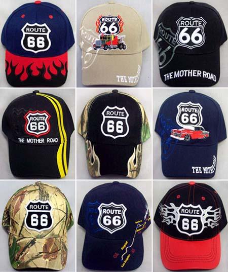 "Route 66" Baseball Caps Embroidered - Assorted Designs image