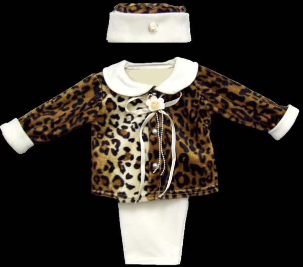 Girls 3Pc Polar Fleece Jacket Set - Animal Prints - Ivory image
