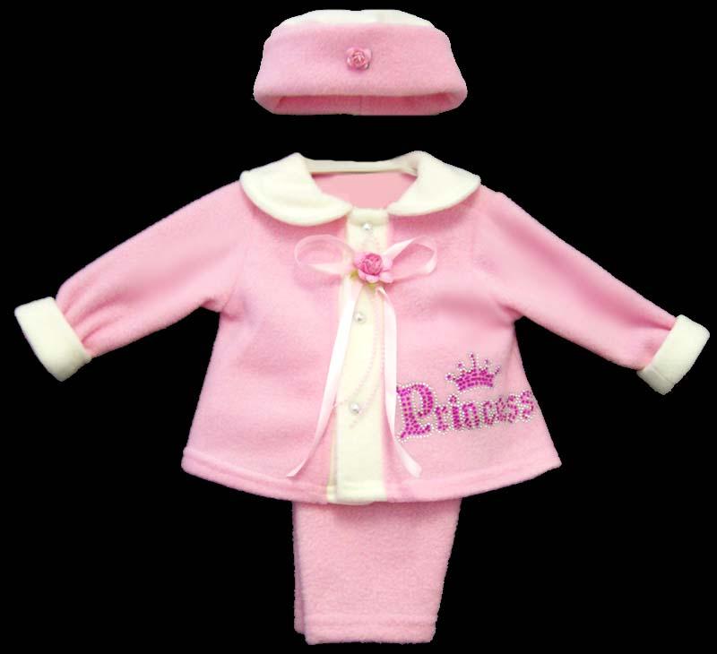 "Princess" Girls 3Pc Polar Fleece Rhinestones Set - Pink image