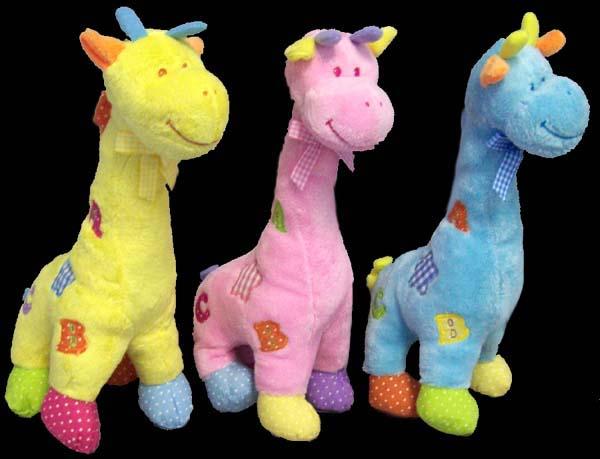 Plush Baby Rattles - Plush Giraffes In Solid Colors - 12" ( 9590) image