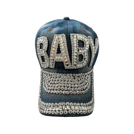 BABY  Women's Rhinestones Blue Denim Baseball Cap image