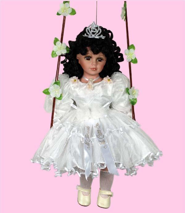 Quinceanera Swinging Porcelain Doll - Size: 16" - White (# 16521) image