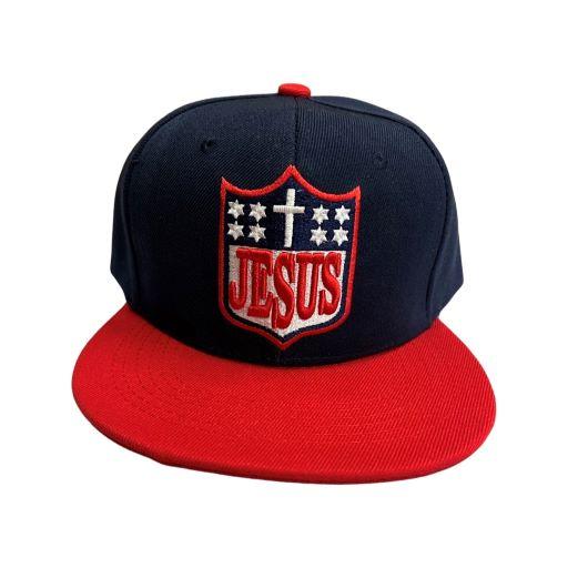 Jesus & Cross Christian Baseball Cap Hat Embroidered - Navy image