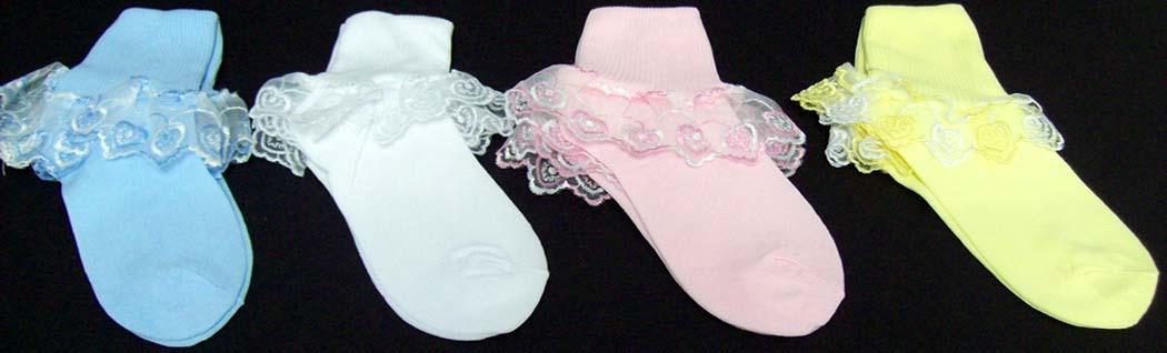 Girls  Frilly  Socks  With  Large  Lace  - In  Color ( # M-1083) image