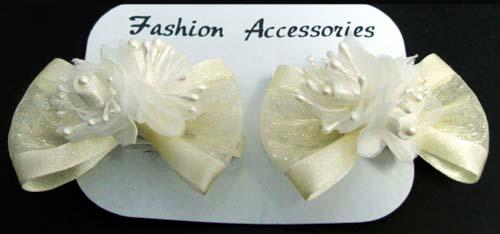 Hair Accessories Girls Mini Hairbows - Florals - Beige Color image