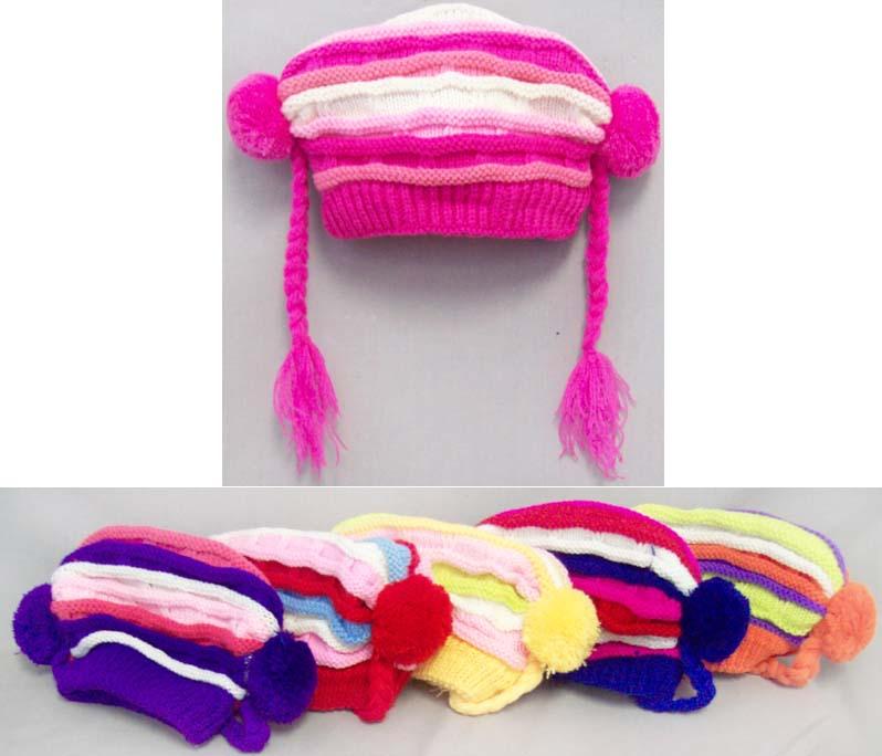 "Swan" Baby Beanie - Knitted Bonnets With Pom Pom image