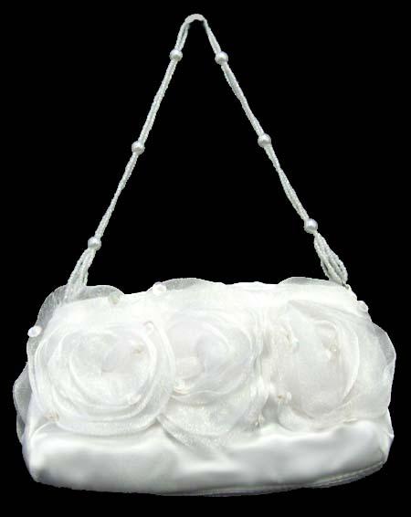 Dance Wear -  Girls White Rose Flower Purse ( # CBG28295-W) image