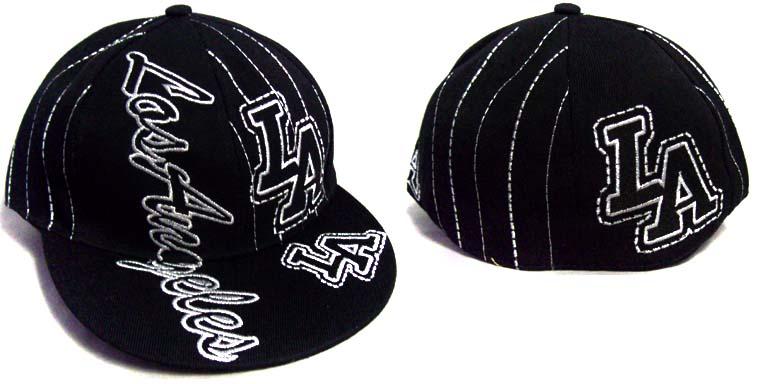 Los Angeles Embroidered Black Flat Brim Caps image