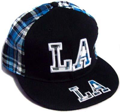 Los Angeles Embroidered Black Flat Brim Cap image