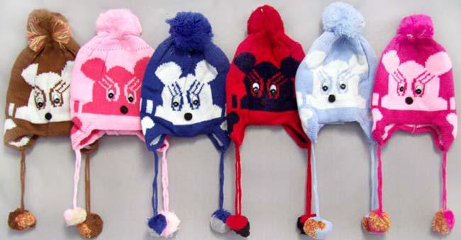 Beanies Animal Design  -  Kids Winter Hats -  Knitted Flap Hats image