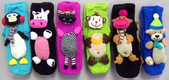 Girls  Knitted Slipper Winter  Socks With Animal Appliques (6-8) image