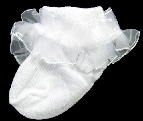 Babies Designer Ruffled Fancy Socks - White (# GNS2120WHT) image